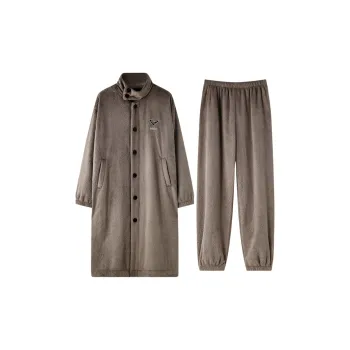 Meonsill Autumn And Winter Season Pajama Set Men's Umber