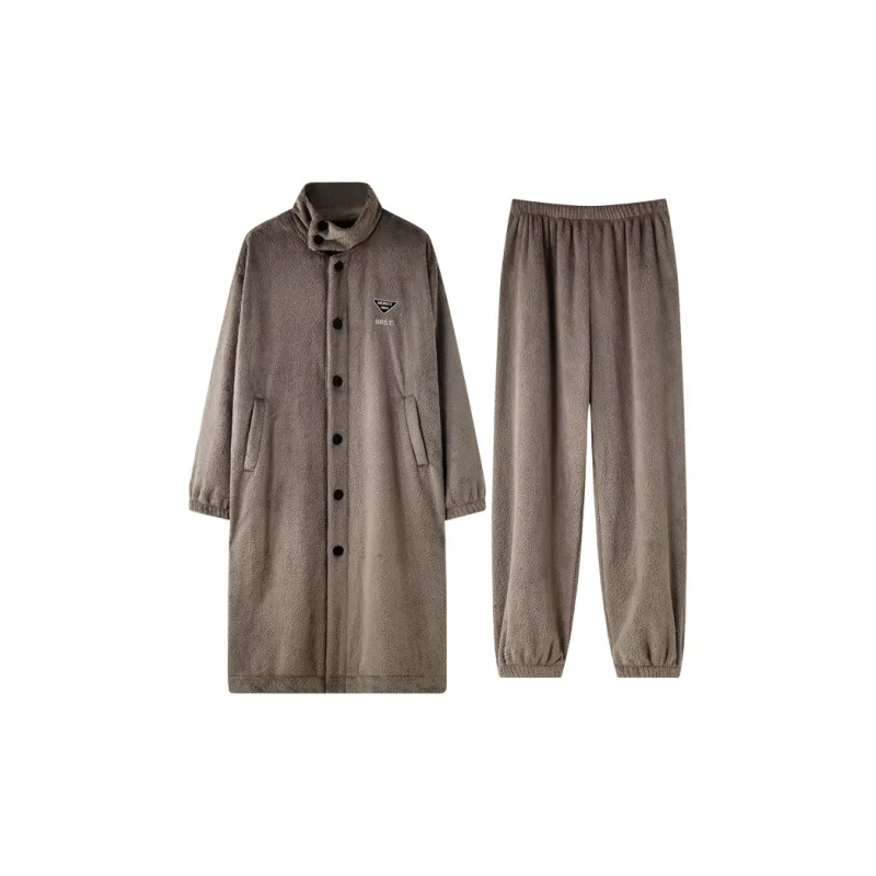 Meonsill Autumn And Winter Season Pajama Set Men's Umber-0