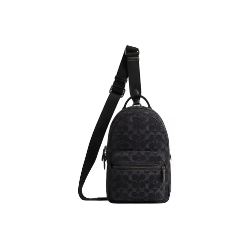 COACH Charter Denim Shoulder Bag Crossbody Bag Small Size Men's Black