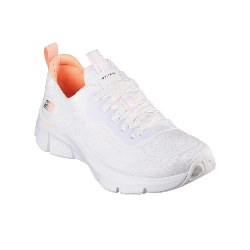 Skechers Flex Comfort Abrasion Resistant Low Top Casual Shoes Women's White Orange-2