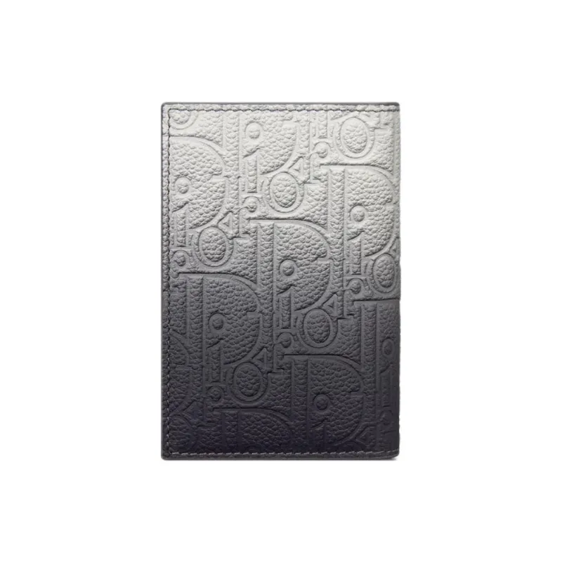 DIOR Cow Leather Card Holder Card Holder Unisex Gray & Black Gradient-2