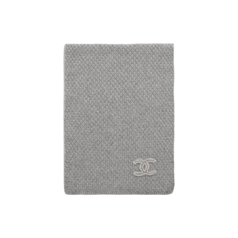 CHANEL Knit Scarves Women's Gray-0