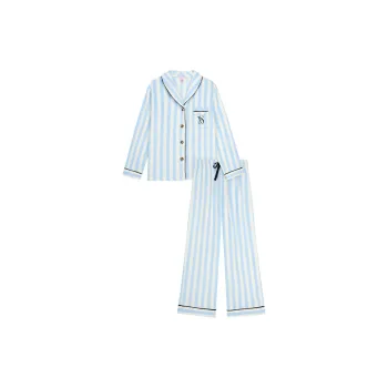 Victoria's Secret 24 Big Show Collection Home Vacation Collection THE MIX Pajama Set Women's Aqua Stripes