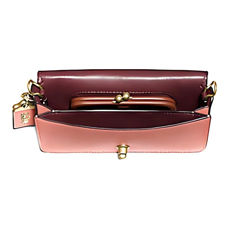 COACH Disney, Collaboration Dinky Leather Shoulder Bag, Crossbody Bag Medium Size Women's Light Peach-2