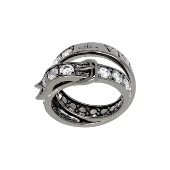 Vivienne Westwood 925 Sterling Silver Cubic Zirconia Metal Rings Men's Silver Gray