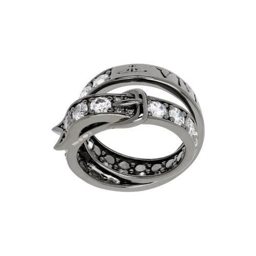 Vivienne Westwood 925 Sterling Silver Cubic Zirconia Metal Rings Men's Silver Gray