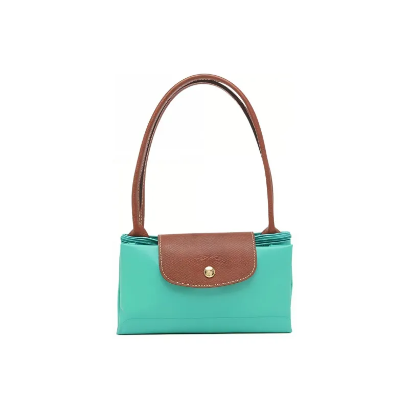 LONGCHAMP Le Pliage Canvas With Leather Dumpling Bag Handbag Shoulder Bag Small Size Women's Turquoise Blue-5