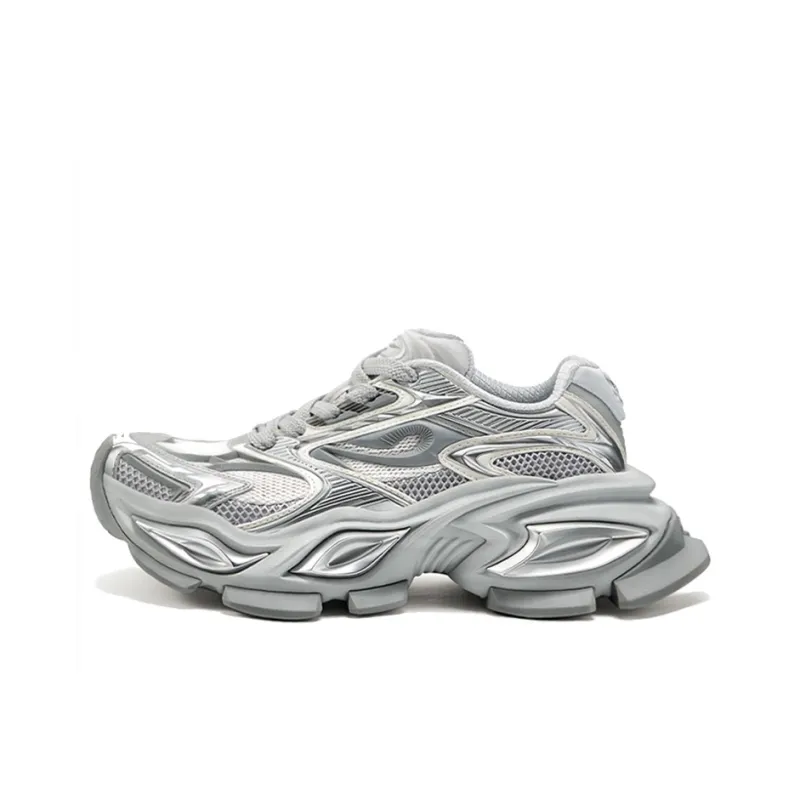 OGR Chunky Sneakers Unisex Low Top Silver-0
