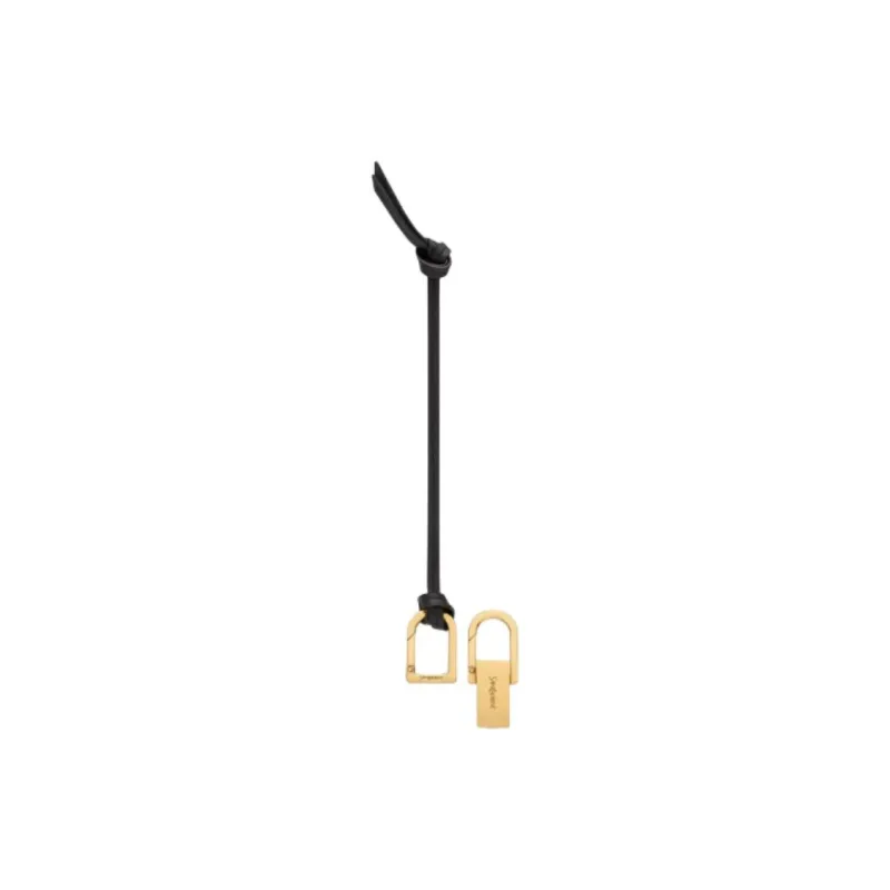 SAINT LAURENT Brass Cow Leather Keychains Men's Gold-1