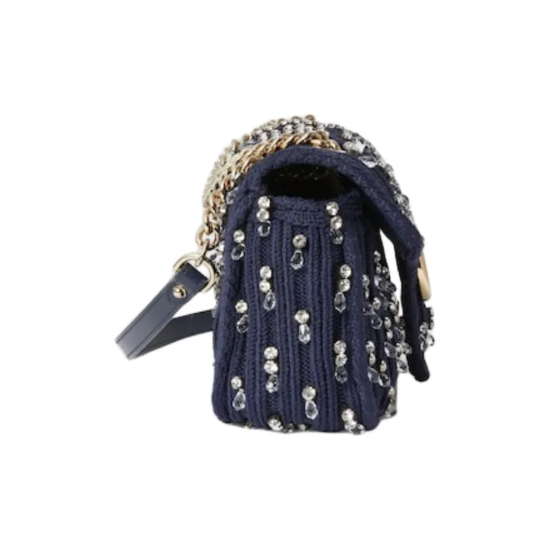 GUCCI GG Marmont Wool Shoulder Bag Small Size Women's Blue-2
