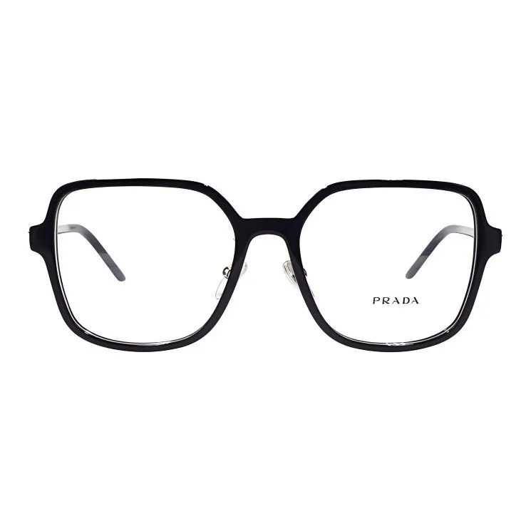 PRADA Plate Frame Square Eyeglass Frames Unisex Black-1