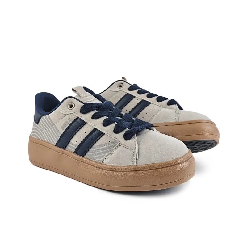 La Chapelle Fashion Trend Stain Resistant Cushioning Wear Resistant Low Top Skateboard Shoes Women's Gray Blue-2