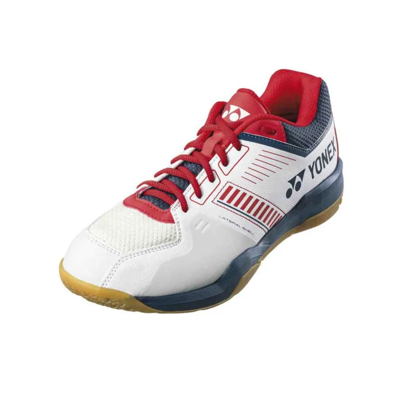 YONEX Power Cushion Shock Absorbers With Slip Resistant Features Low Top Badminton Shoes Unisex White Red-1