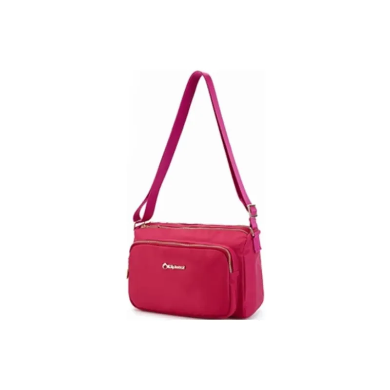 Diplomat Fabric Shoulder Bag Small Size Unisex Pink/Dark Blue-5