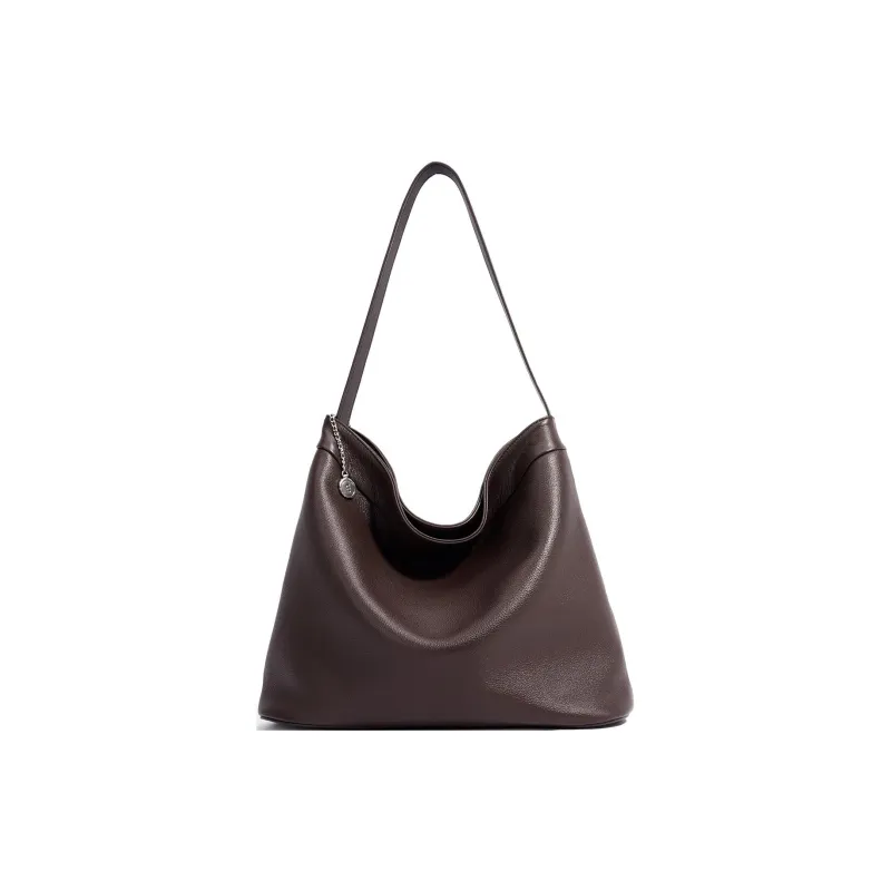COURONNE Top Grain Cow Leather Shoulder Bag Tubas Women's Matte Dark Brown-8