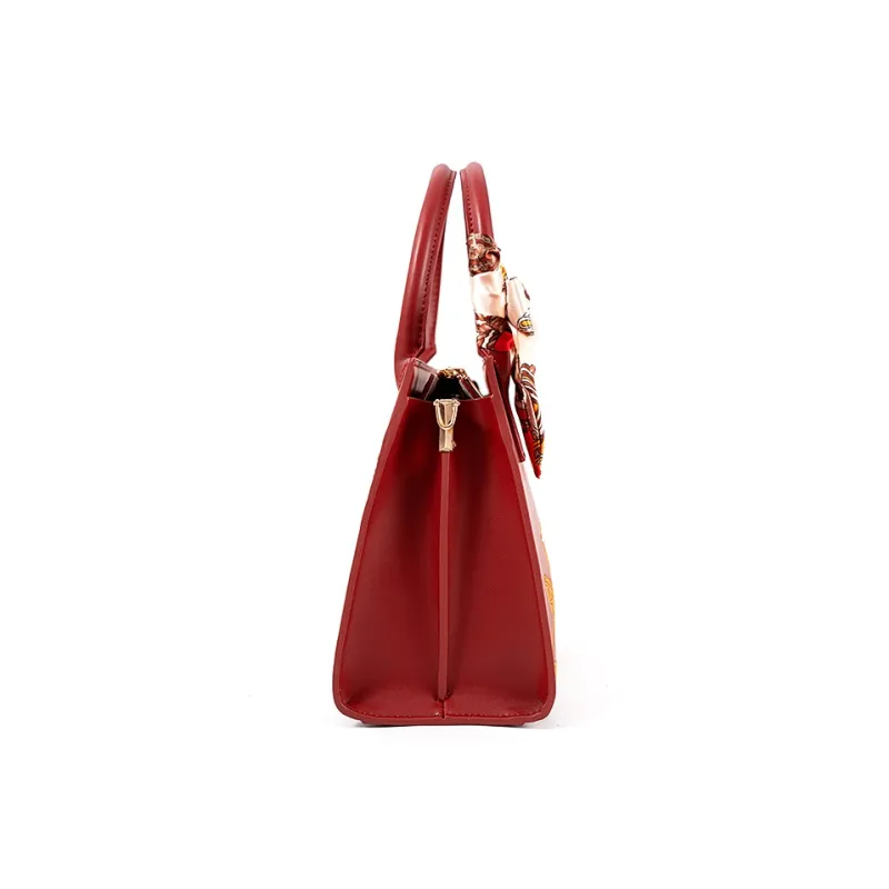 Vigno Synthetic Leather Shoulder Bag Crossbody Bag Handbag Medium Size Women's Red-33