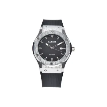 KUERST Automatic Mechanical Movement Rubber Strap Watch Men's Watches Black Dial