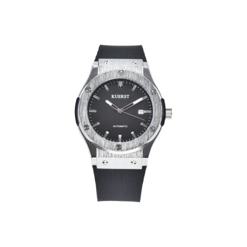 KUERST Automatic Mechanical Movement Rubber Strap Watch Men's Watches Black Dial