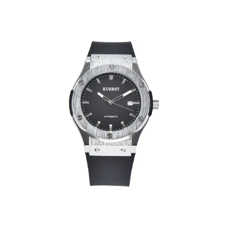 KUERST Automatic Mechanical Movement Rubber Strap Watch Men's Watches Black Dial-0