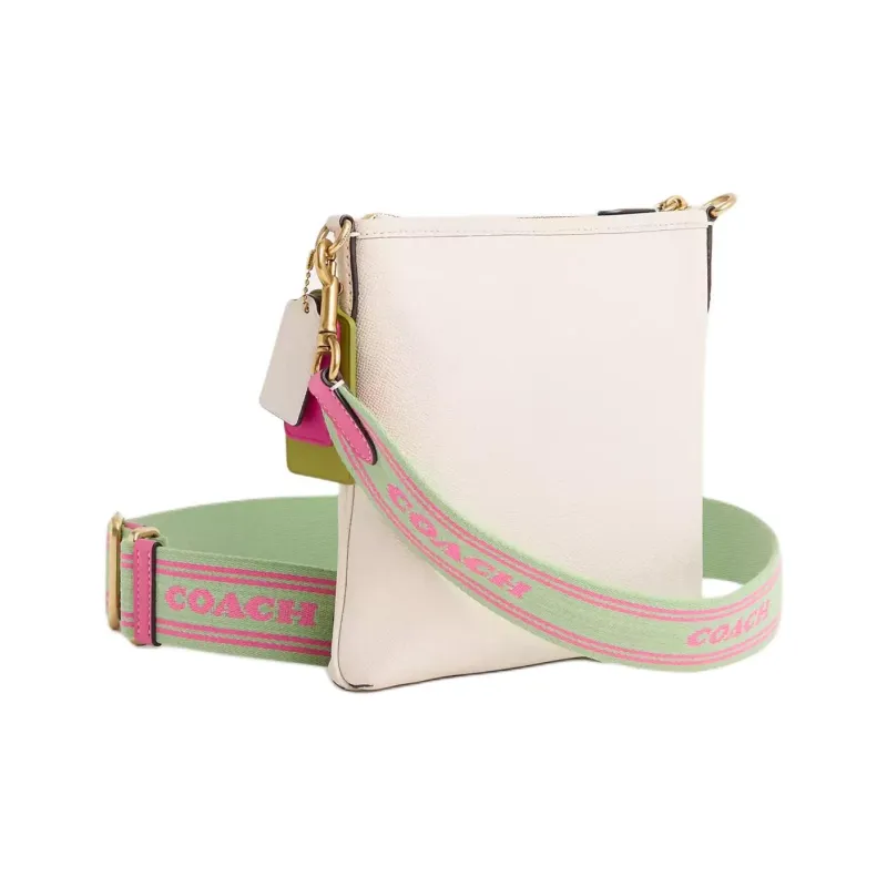 COACH Kitt Leather Shoulder Bag Small Size Women's Brass With White Jade Inlay-1