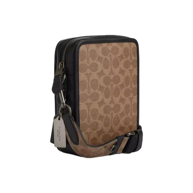 COACH Sullivan Coated Canvas Crossbody Bag, Shoulder Bag Mini Men's Light Umber-1