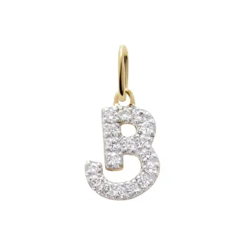 Monica Vinader 14kt Yellow Gold B Charm Diamond Necklace