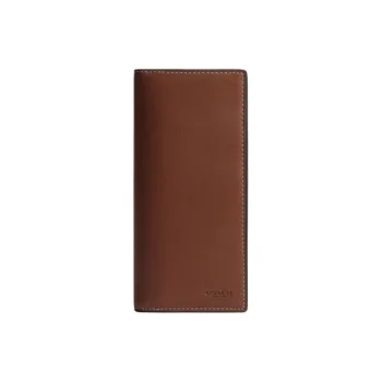 COACH Breast Pocket Grained Leather Wallet Mini Men's Red Wood Color