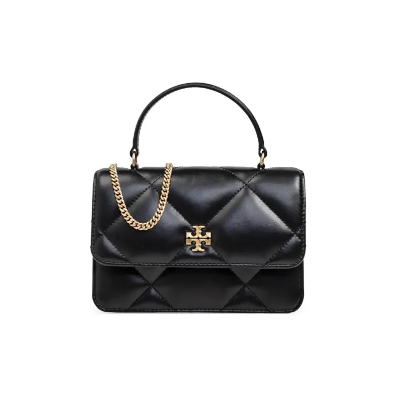 TORY BURCH Kira Diamond Quilt Mini Top Handle Chain Wallet Black-1