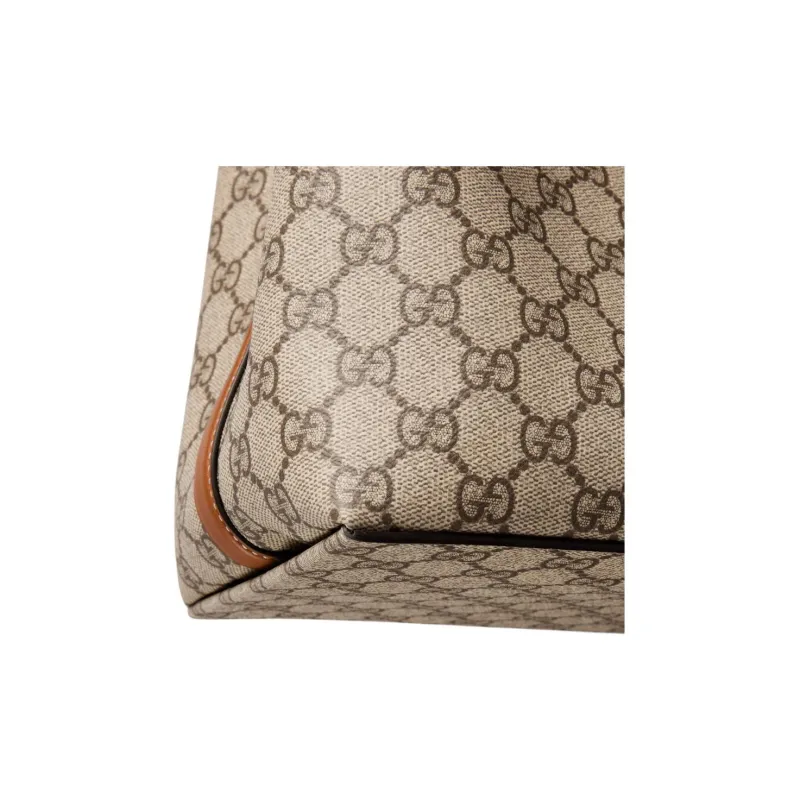 GUCCI GG Emblem GG Monogram Coated Fabric Shoulder Bag, Crossbody Bag, Handbag Trumpets Women's Beige & Dark Brown-8