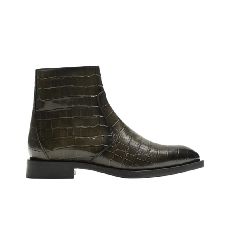 ZARA Ankle Boots Men Green-1