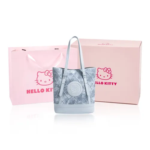 MESUCA Sanrio Pieces Kitty Series Synthetic Leather Shoulder Bag Medium Size Women's Pink/Light Blue