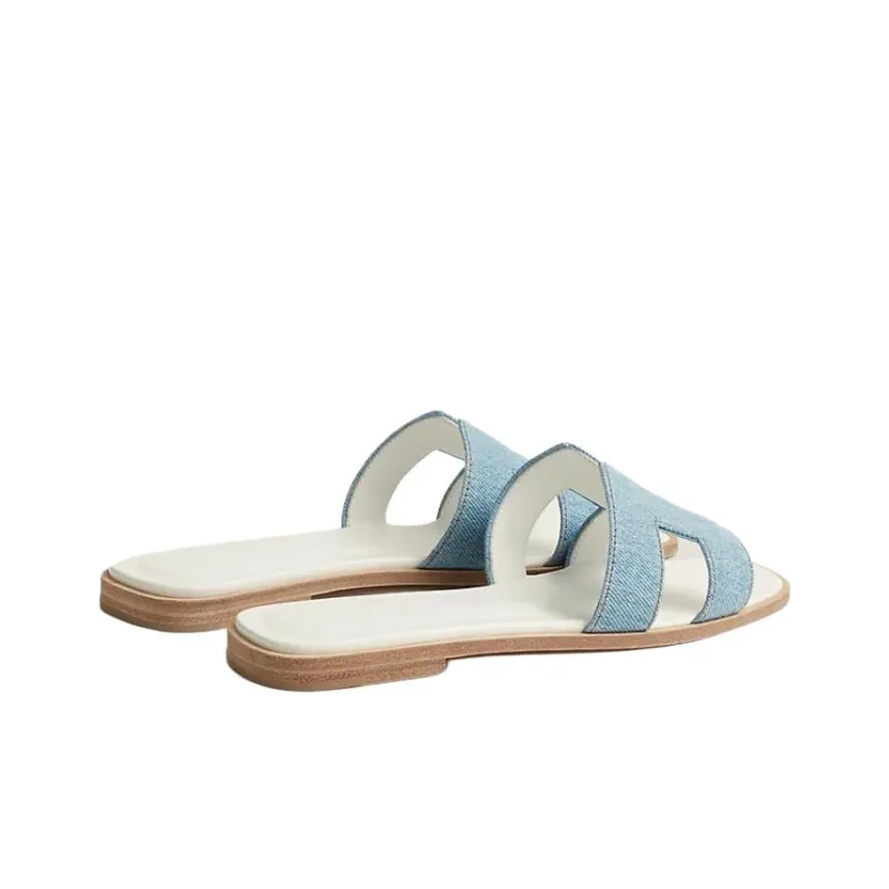 HERMES Oran Slide Slippers Women's Blue-3