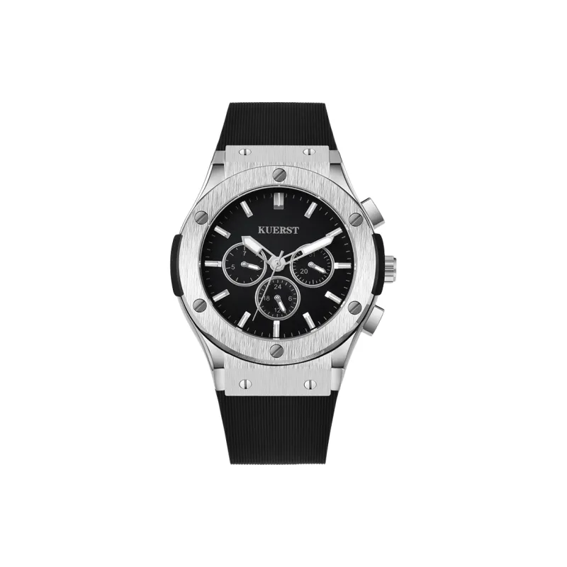 KUERST Automatic Mechanical Movement Rubber Strap Watch Men's Watches Black Dial-0