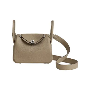 HERMES Lindy Clemence Bullock Leather Handbag Shoulder Bag Crossbody Bag Mini Women's 8Q BEIGE MARFA Marfa Mi