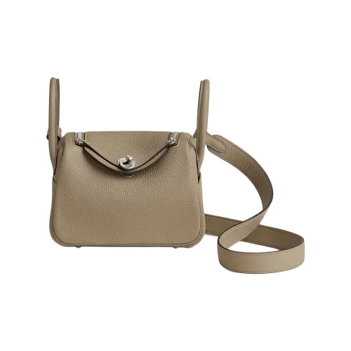 HERMES Lindy Clemence Bullock Leather Handbag Shoulder Bag Crossbody Bag Mini Women's 8Q BEIGE MARFA Marfa Mi