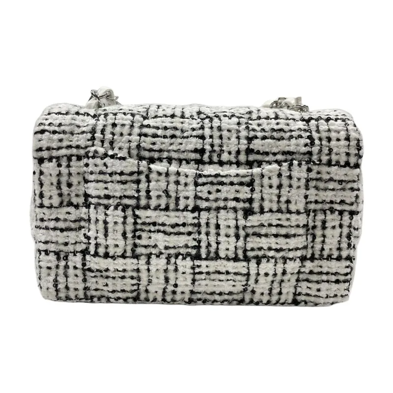 CHANEL Tweed Crossbody Bag, Shoulder Bag Mini Women's Black White-1