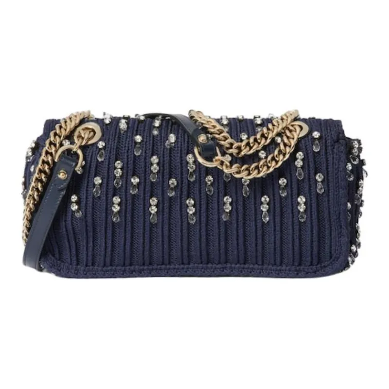 GUCCI GG Marmont Wool Shoulder Bag Small Size Women's Blue-3