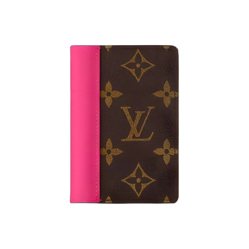 LOUIS VUITTON Coated Canvas Card Holder Men's Pink & Brown-0