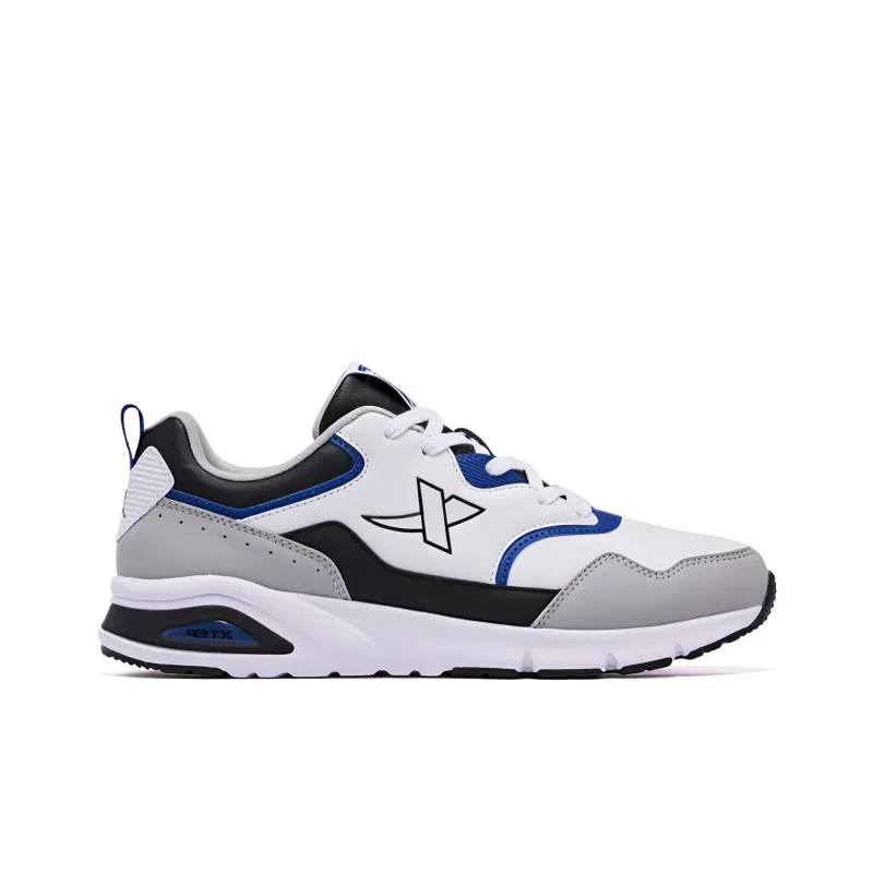 XTEP Cushioned Wear Resistant Breathable Height Increasing Low Top Chunky Sneakers Men's White Gray Black-1