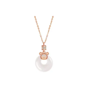 Artisan Lock Heart Jade Chalcedony Necklaces Women's