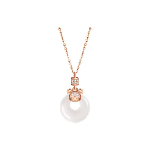 Artisan Lock Heart Jade Chalcedony Necklaces Women's