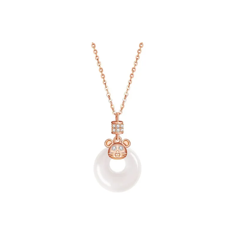 Artisan Lock Heart Jade Chalcedony Necklaces Women's-0
