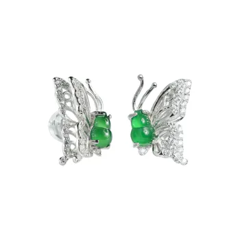 Oriental Jade Ice Glutinous Jadeite Stud Earrings Women's