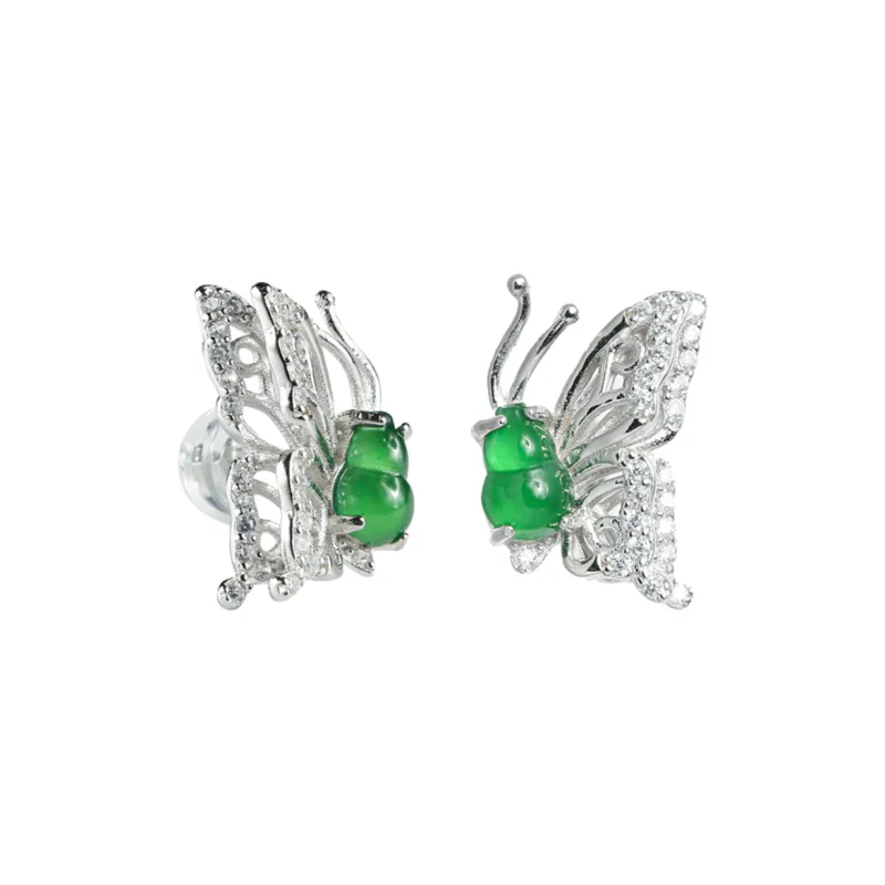 Oriental Jade Ice Glutinous Jadeite Stud Earrings Women's-0