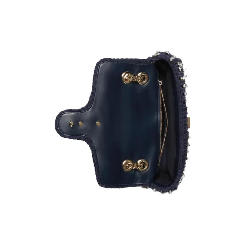 GUCCI GG Marmont Wool Shoulder Bag Small Size Women's Blue-6