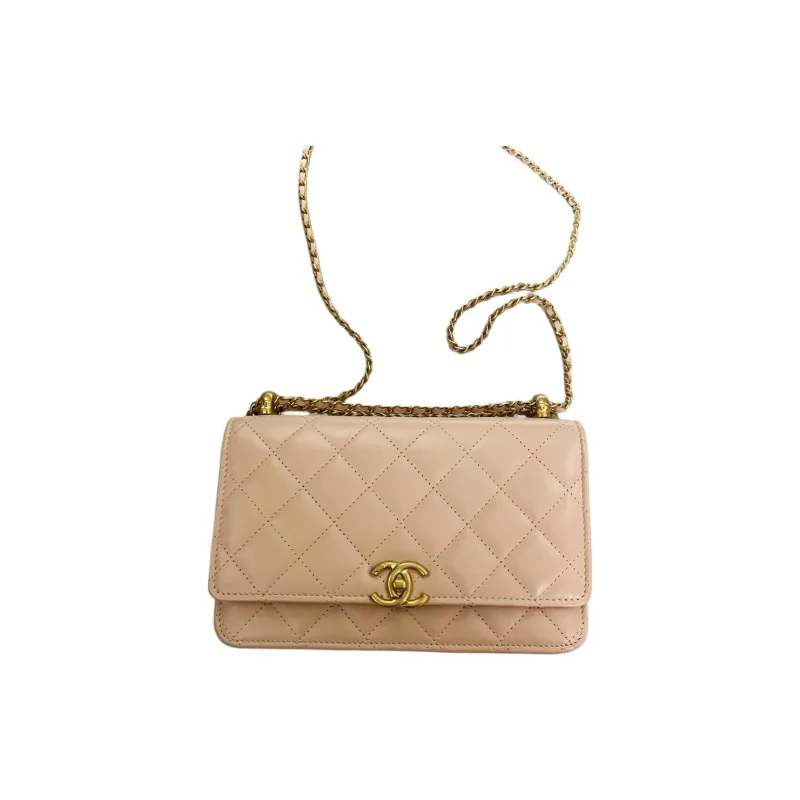 CHANEL WOC Calfskin Wallet On Chain, Coin Purse, Shoulder Bag, Crossbody Bag Women's Pink-0