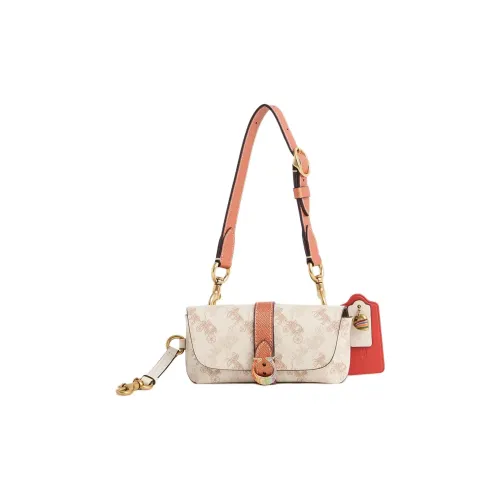 COACH Crossbody Coated Canvas Eyeglass Pouch Small Size Women's Brass With White Limestone Color