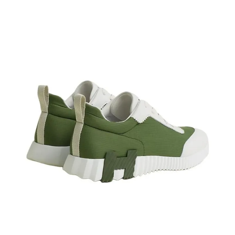 HERMES Bouncing Low Top Casual Shoes Men's White Green-1