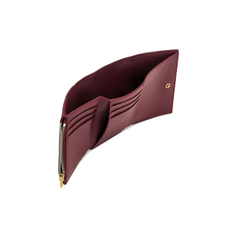 SAINT LAURENT Patent Leather Wallet Small Size Women's Burgundy-3