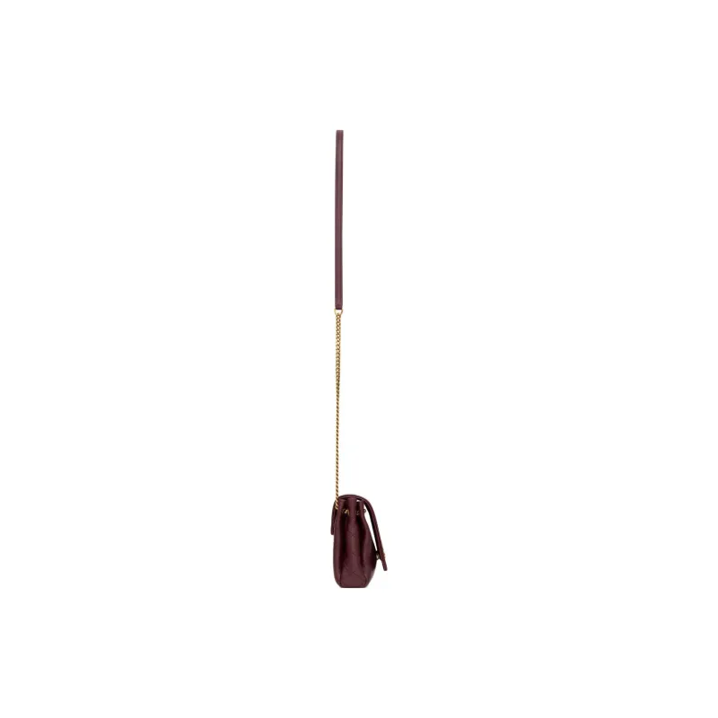 SAINT LAURENT Lambskin Crossbody Bag Mini Women's Mulled Wine Color-2
